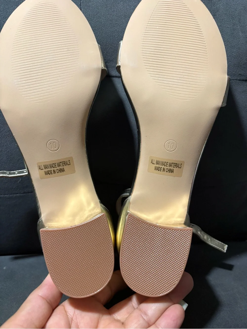 Party Ankle Strap Open Toe Low Chunky Heel Sandal Women's US 10 Golden church